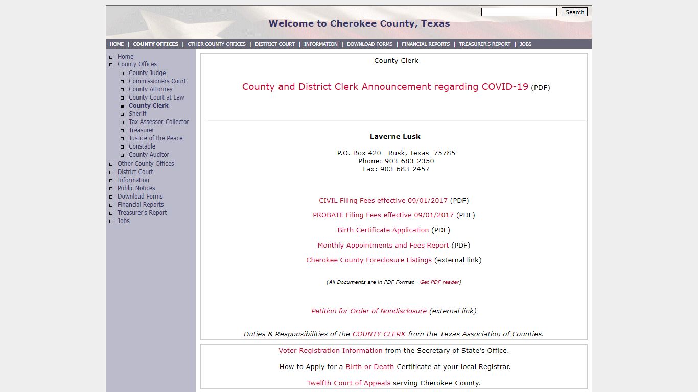 Cherokee County - County Clerk